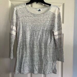 Old navy gray baseball tee t-shirt football stripes 3/4 sleeve top blouse M knit